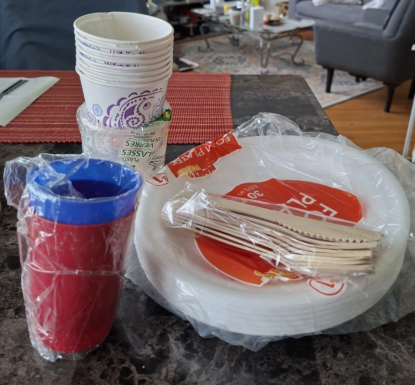 Disposable Plates, Cups, and Cutlery Set