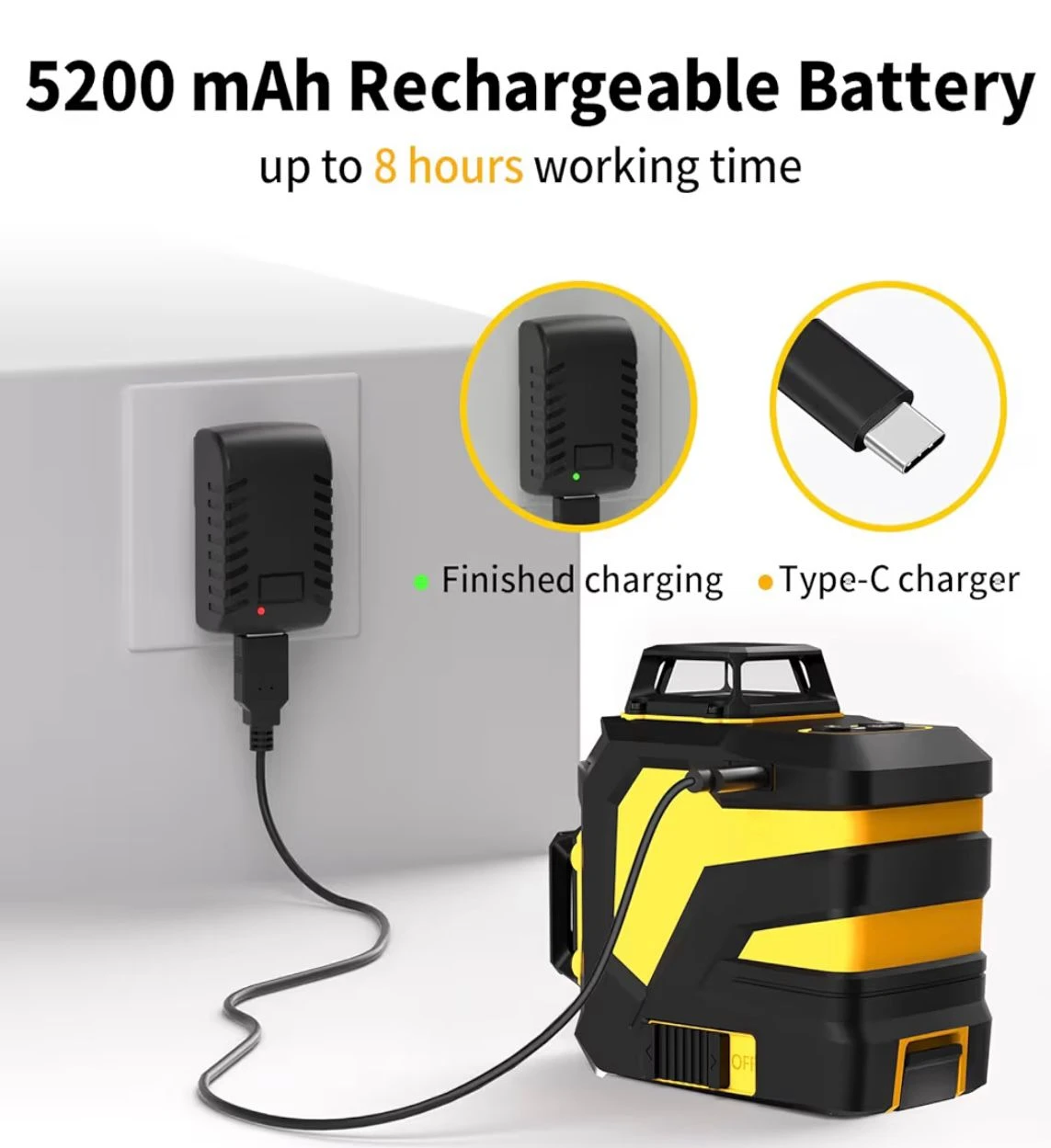 iKOWUK 3.7V 5200mAh Rechargeable Laser Level with Remote - photo 3