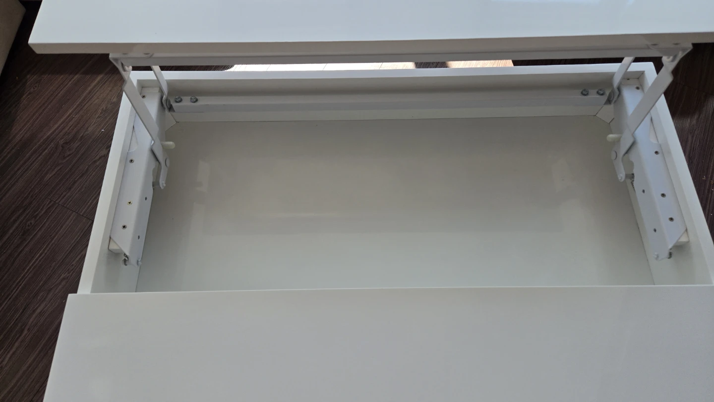 White Lift-Top Coffee Table with Storage - photo 4