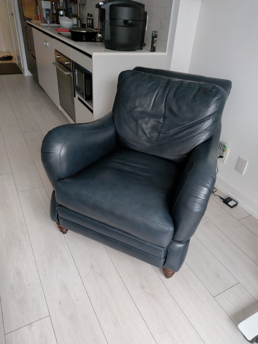 Dark Blue Leather Accent Chair