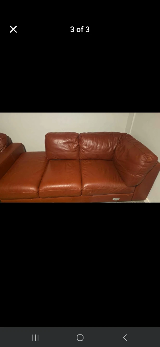 Brown Leather Sectional Sofa - photo 2