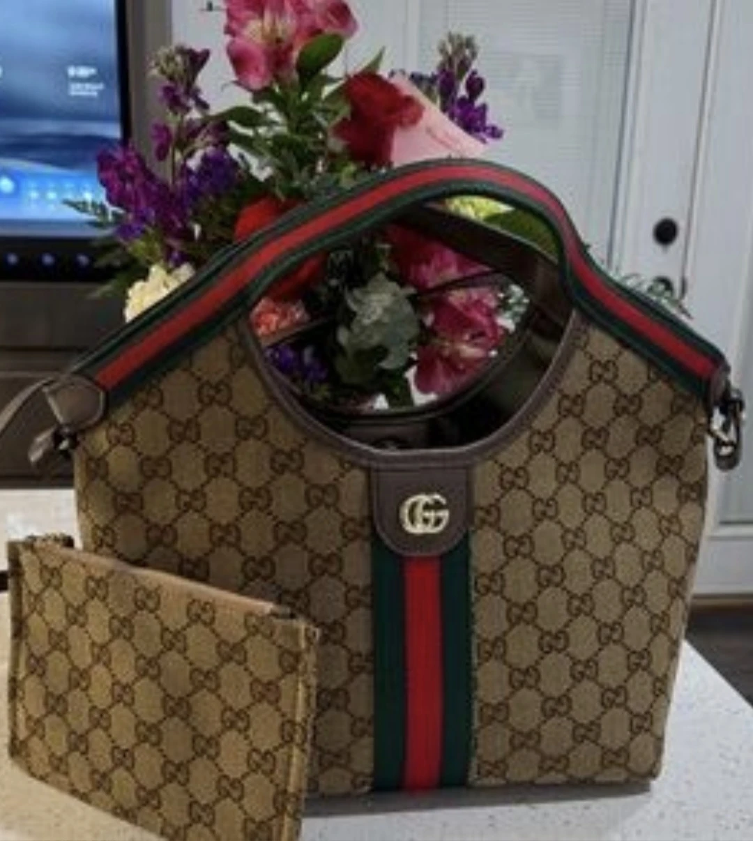 Gucci Monogram Hobo Bag with Pouch