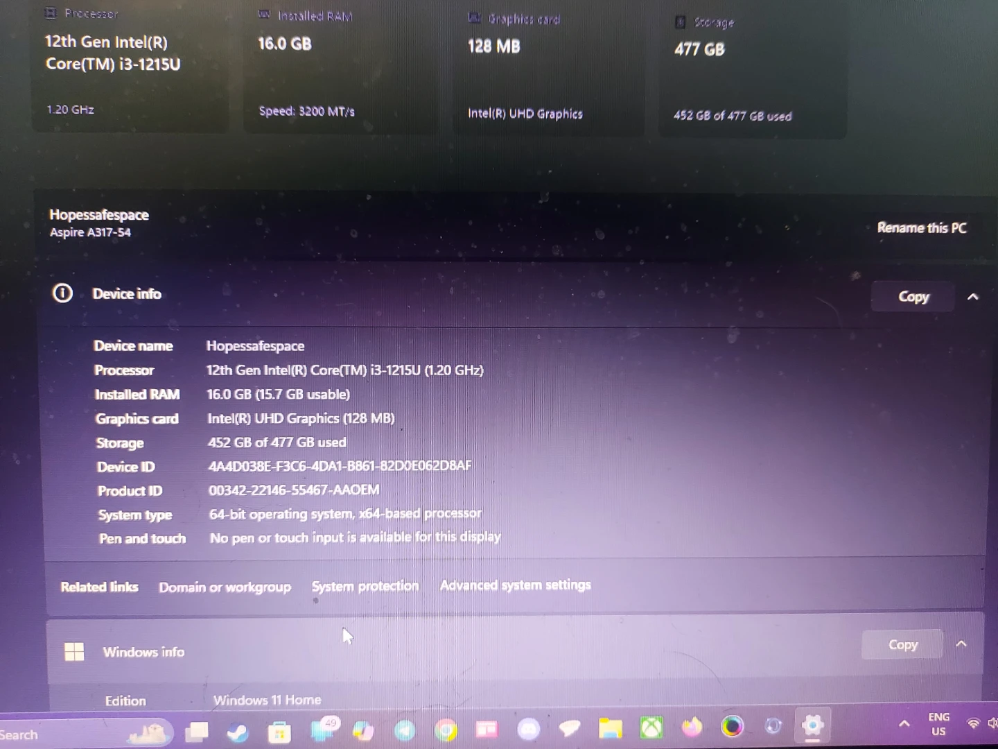 Aspire A317-54 Laptop
