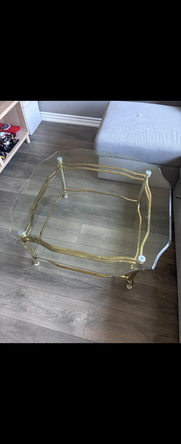 Glass Top Coffee Table with Gold Frame - photo 2