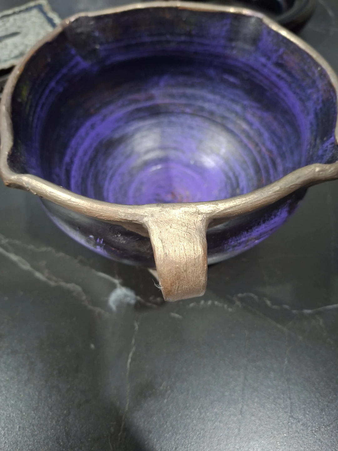 Handmade Purple Pottery Bowl - photo 5