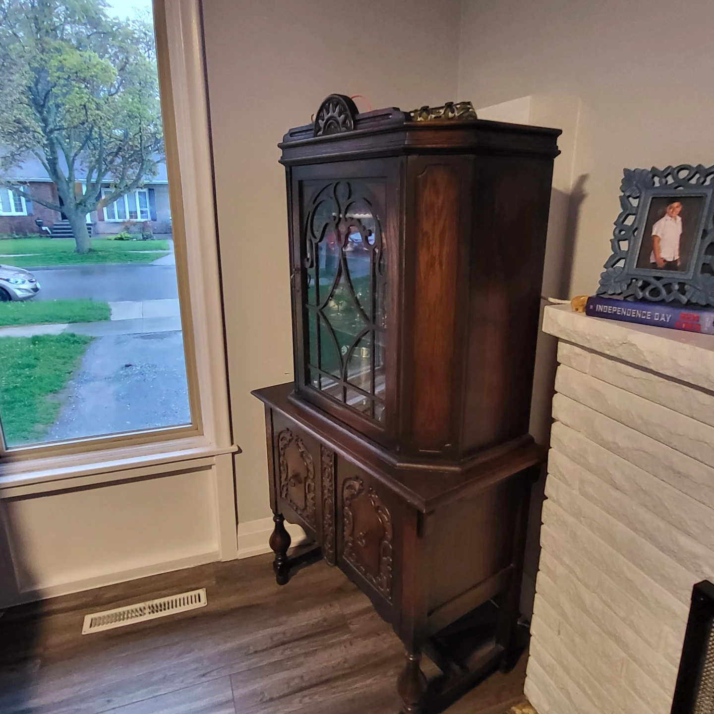 Antique Oak China Cabinet with Glass Doors - photo 3