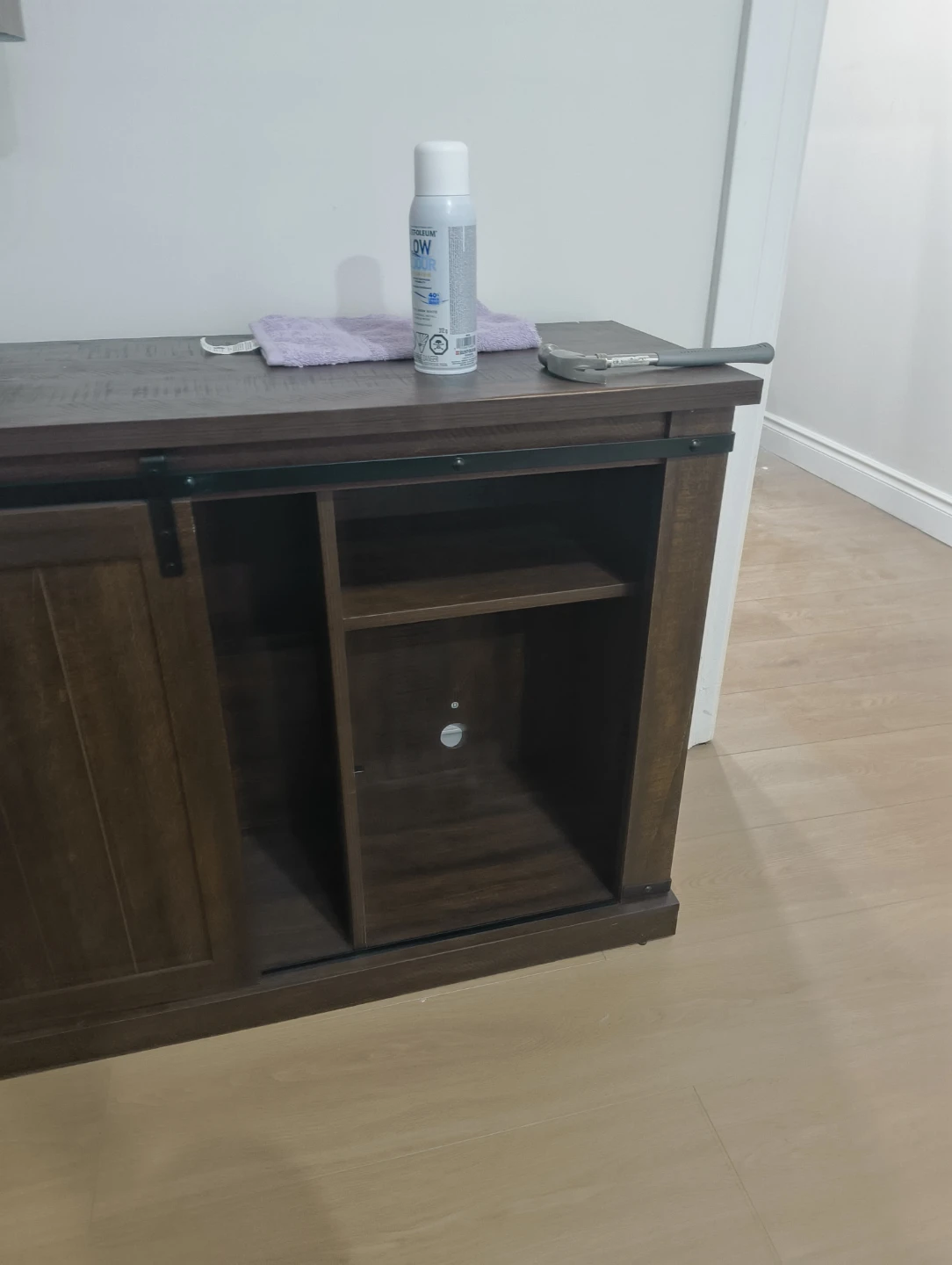 Barn Door TV Stand/Console - Dark Wood - photo 3