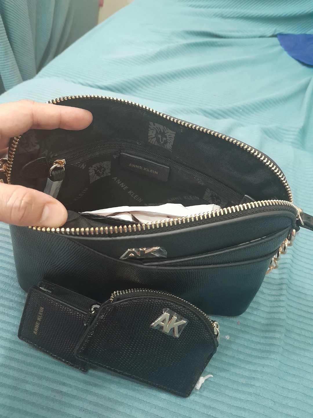 Anne Klein Black Crossbody Bag with Coin Pouch