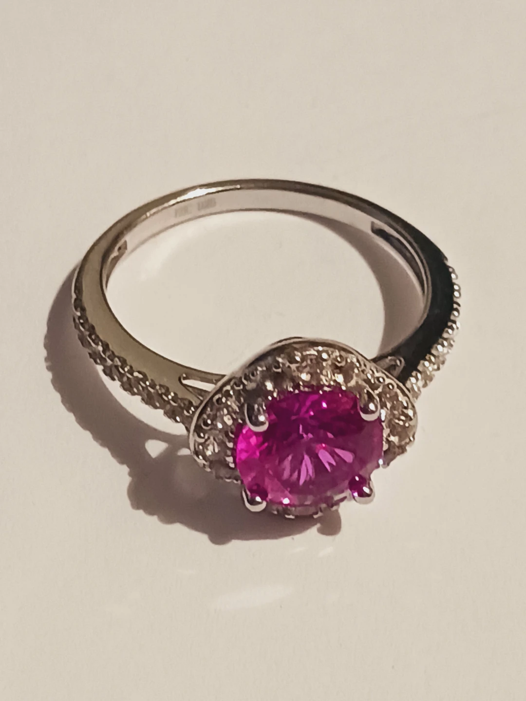 New !!!,Sterling Silver 925 Stamped Pink Stone Ring.  8.