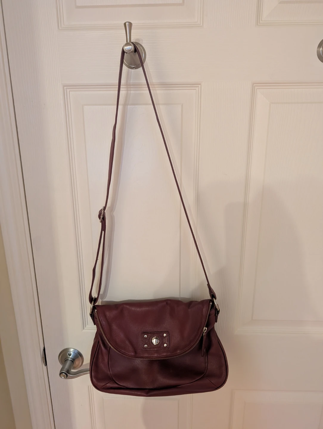 La Diva Burgundy Leather Shoulder Bag