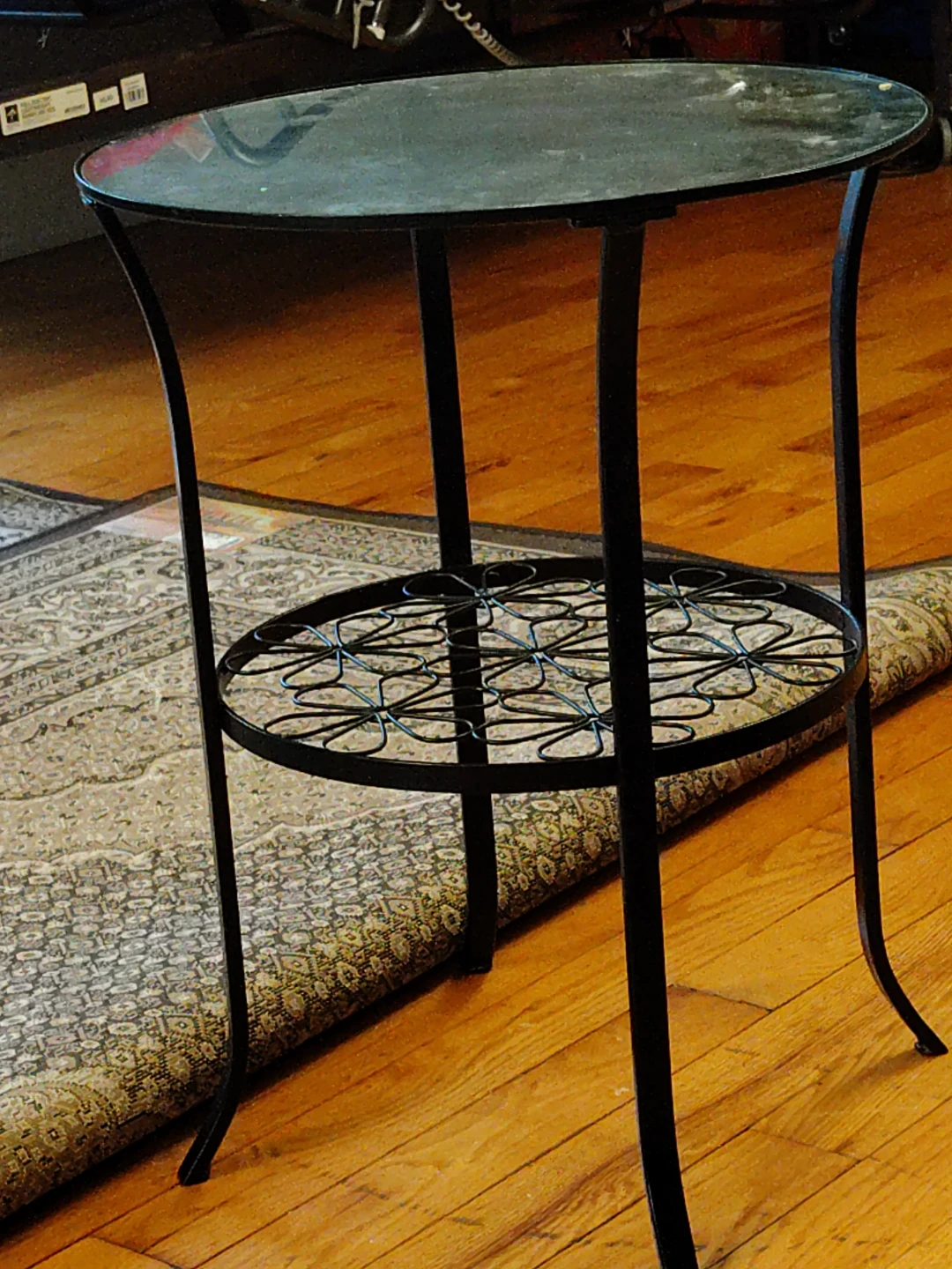 Glass Top Side Table with Metal Base
