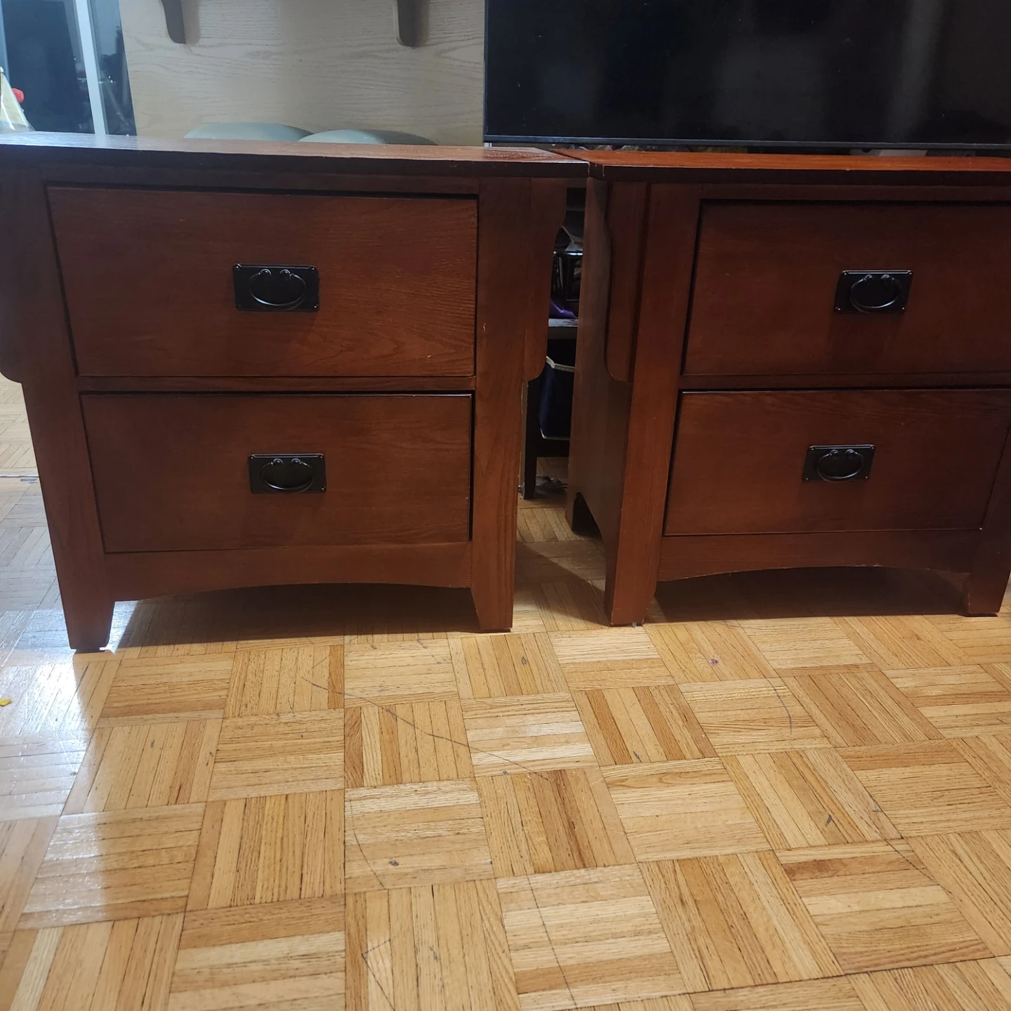 Wooden Nightstands with 2 Drawers