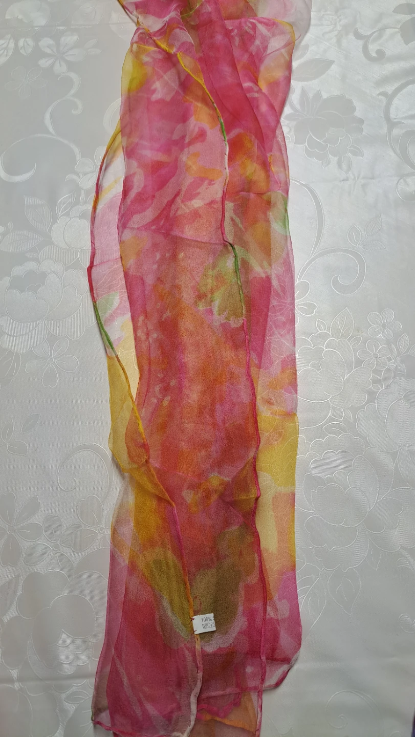 New 100% Silk Scarves - Blue, Pink, Yellow Floral, Purple Floral - photo 2