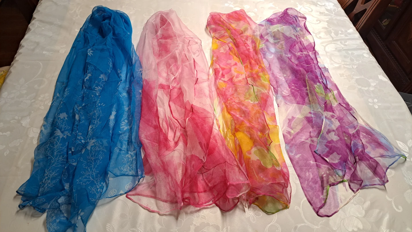 New 100% Silk Scarves - Blue, Pink, Yellow Floral, Purple Floral - photo 5