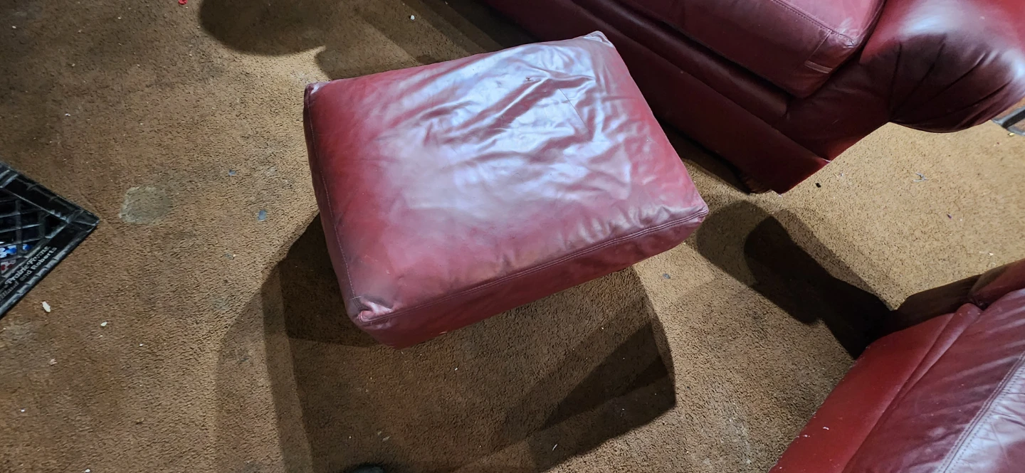 Red Leather Armchair and Ottoman Set - photo 2