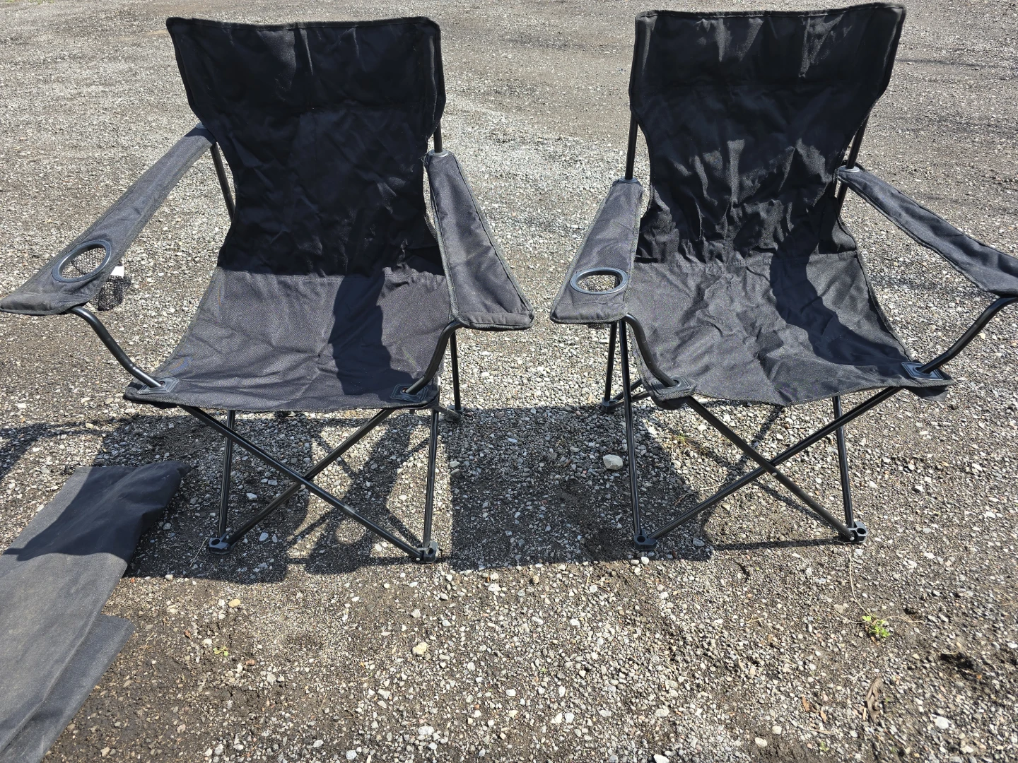 Pair of Black Folding Camp Chairs with Carry Bag