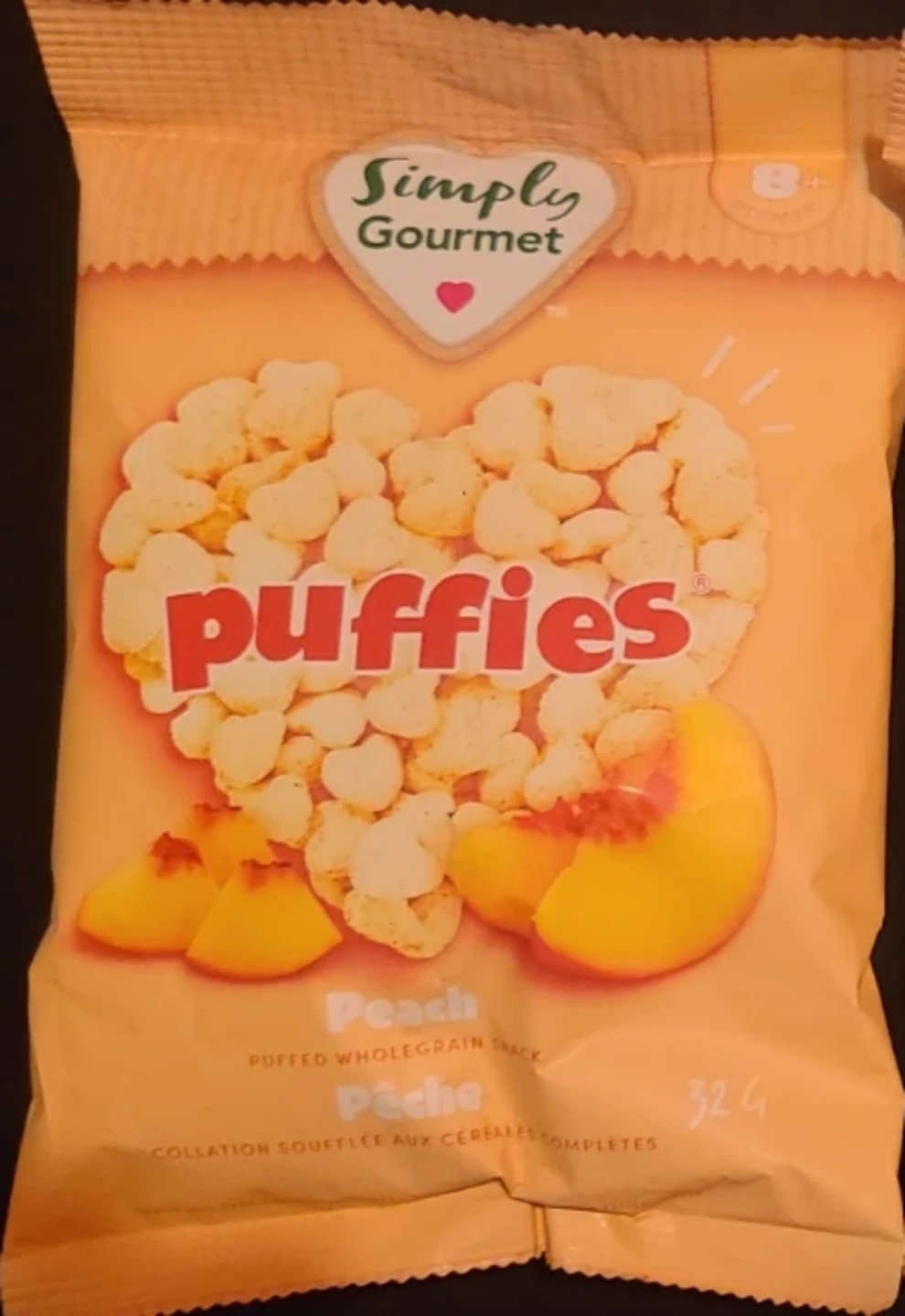 Simply Gourmet Peach Puffies Puffed Whole Grain Snack 32g