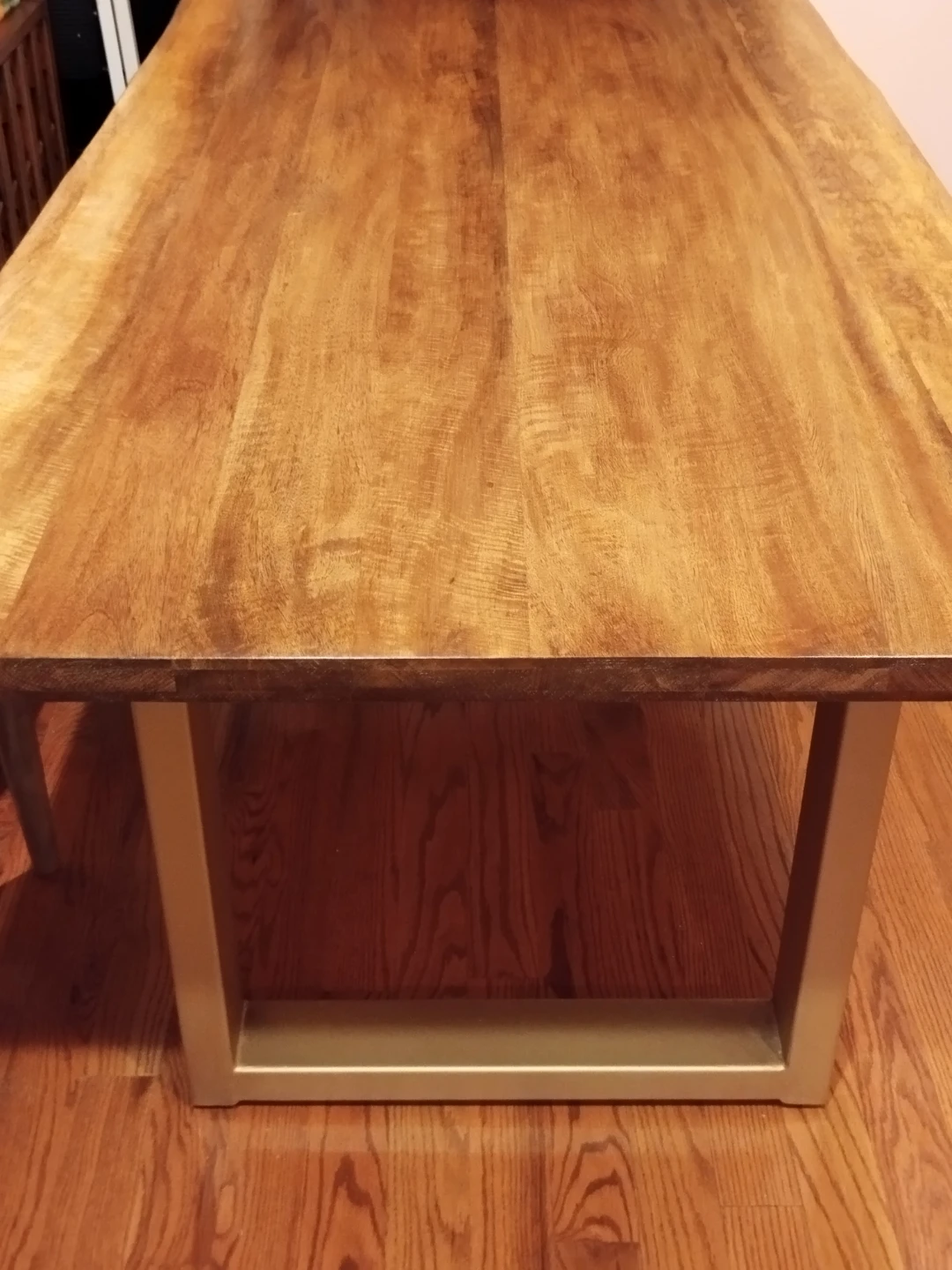 Live Edge Acacia Dining Table with Matte Gold Legs - photo 3