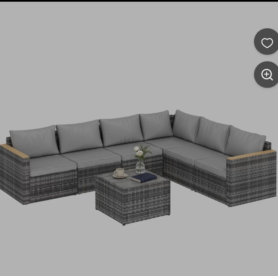 Wicker Sectional Sofa Set with Coffee Table