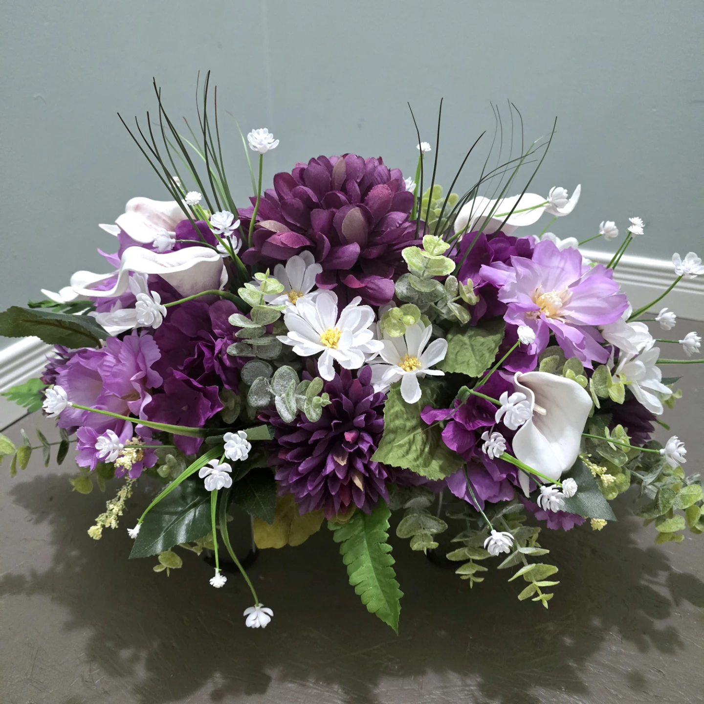 Artificial Floral saddle with Purple Butterfly Accent