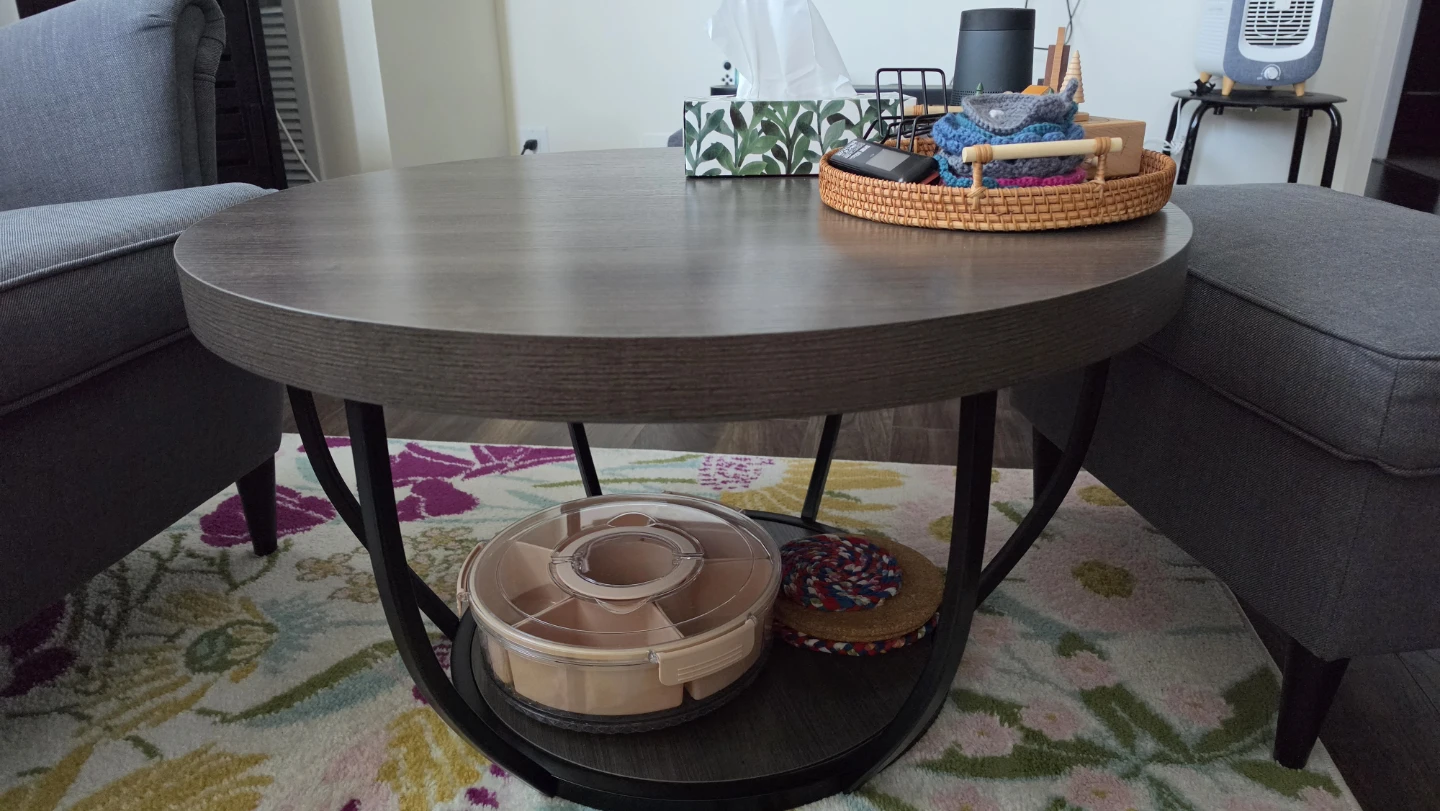 Tribesigns Round Coffee Table - Grey