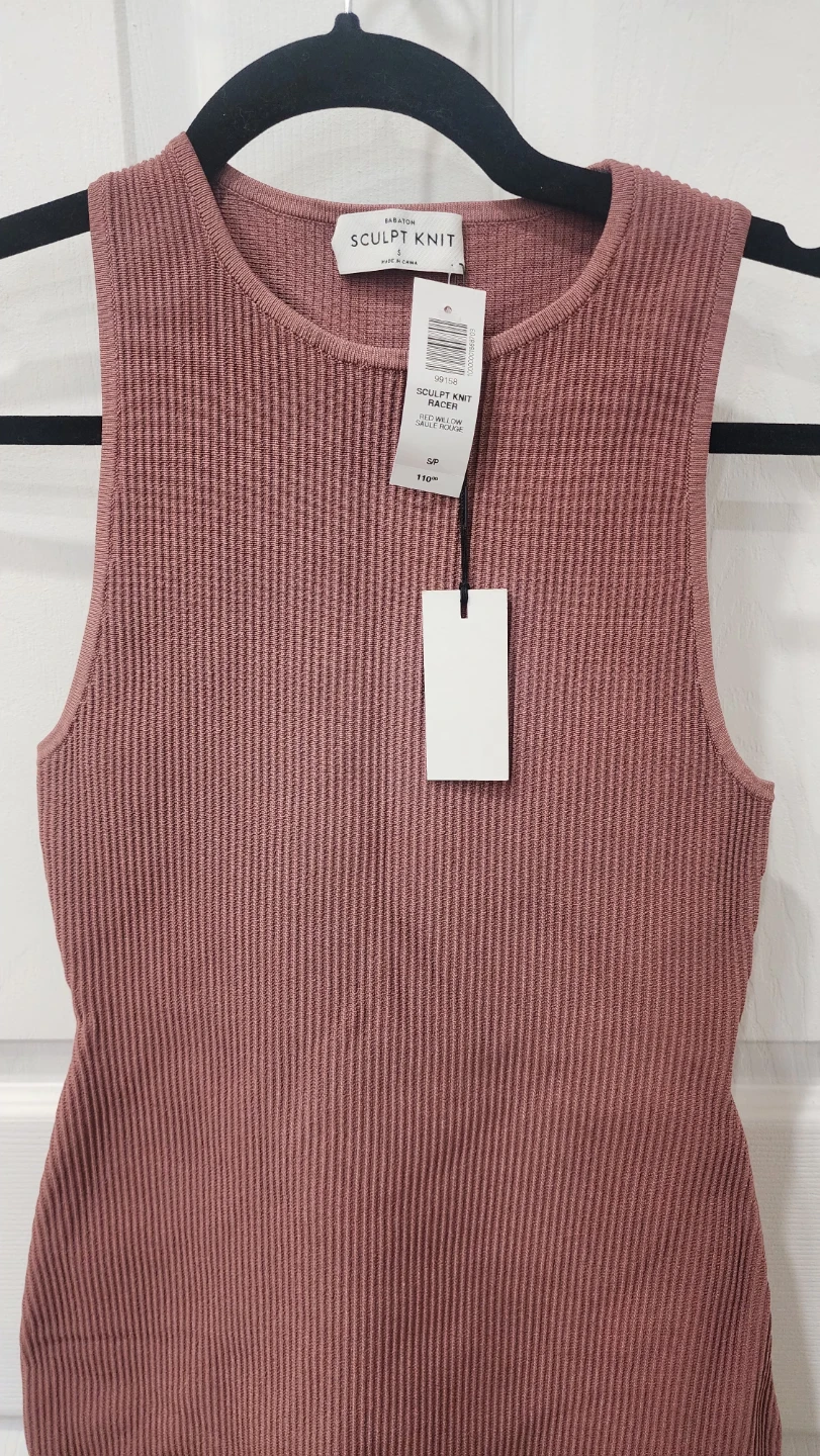 Babaton Sculpt Knit Racer Tank Top - Dusty Rose, Size S - photo 3