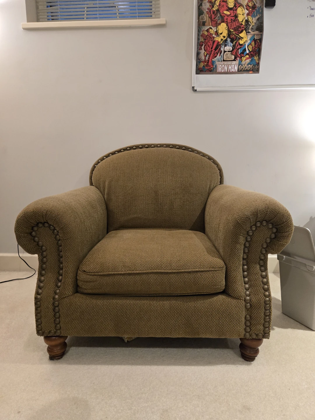 FREE Brown Upholstered Accent Chair with Matching Ottoman