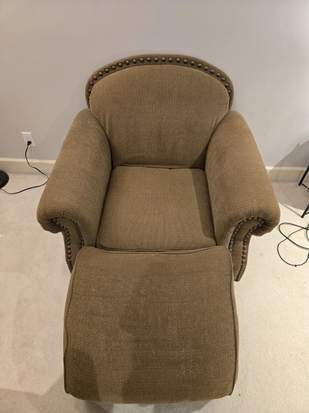 FREE Brown Upholstered Accent Chair with Matching Ottoman - photo 3