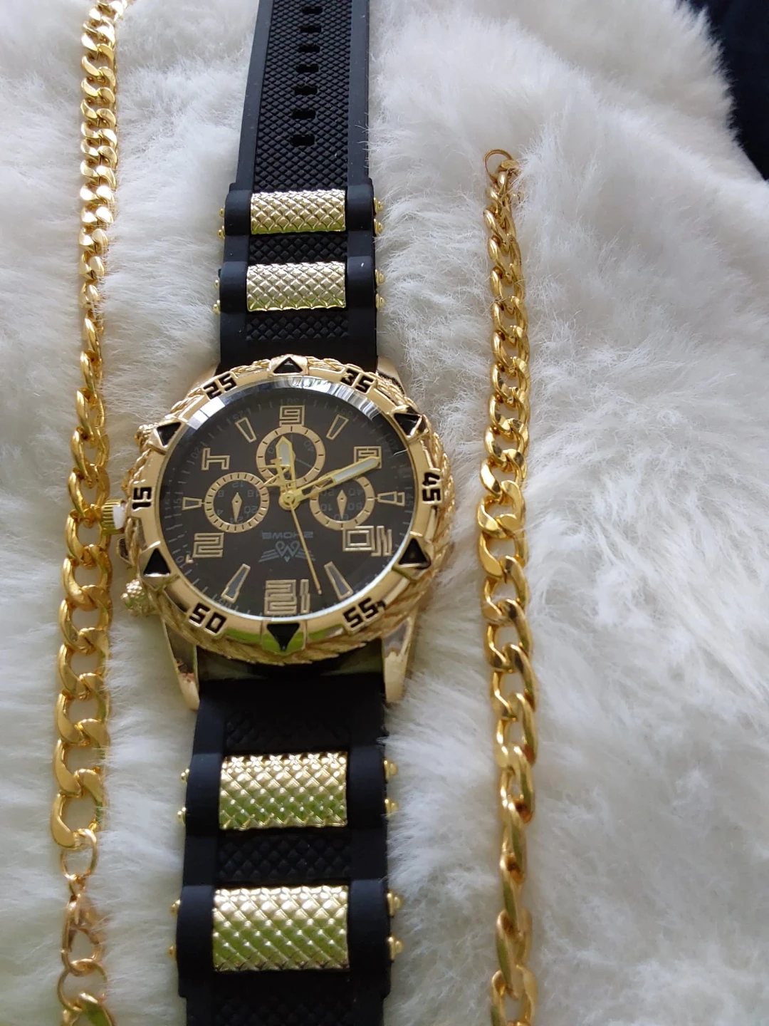 ZHOKE Gold Tone Chronograph Watch with Black Band - photo 5