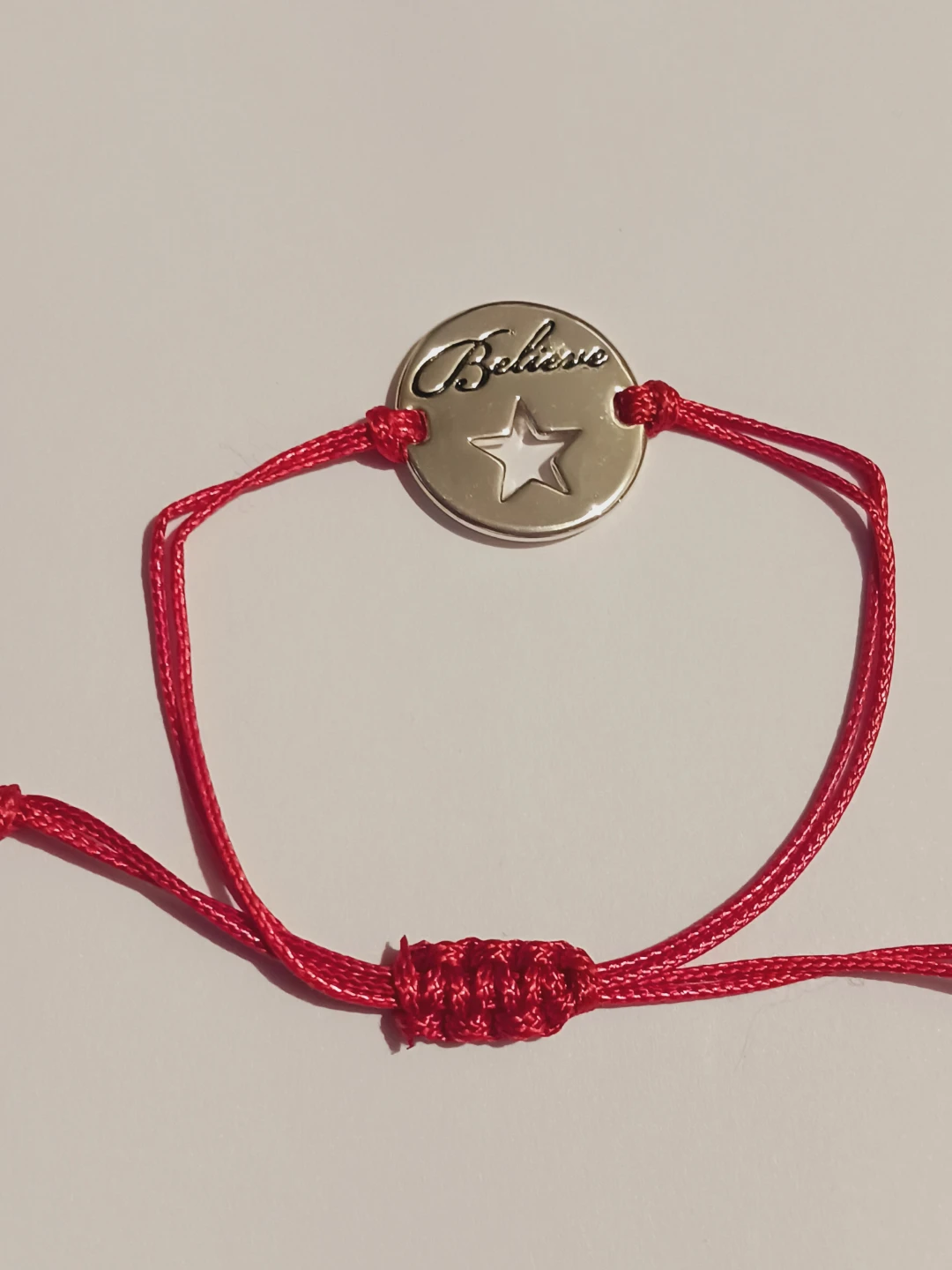 Red Cord "Believe" Star Charm Bracelet
