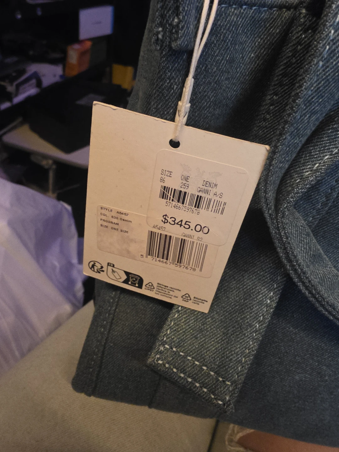 Ganni Tote Bag - Blue Denim - photo 3