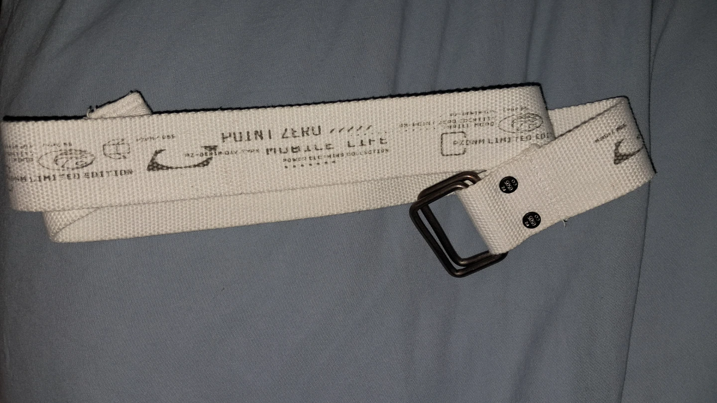 White Canvas Belt with Double Ring Buckle - photo 2
