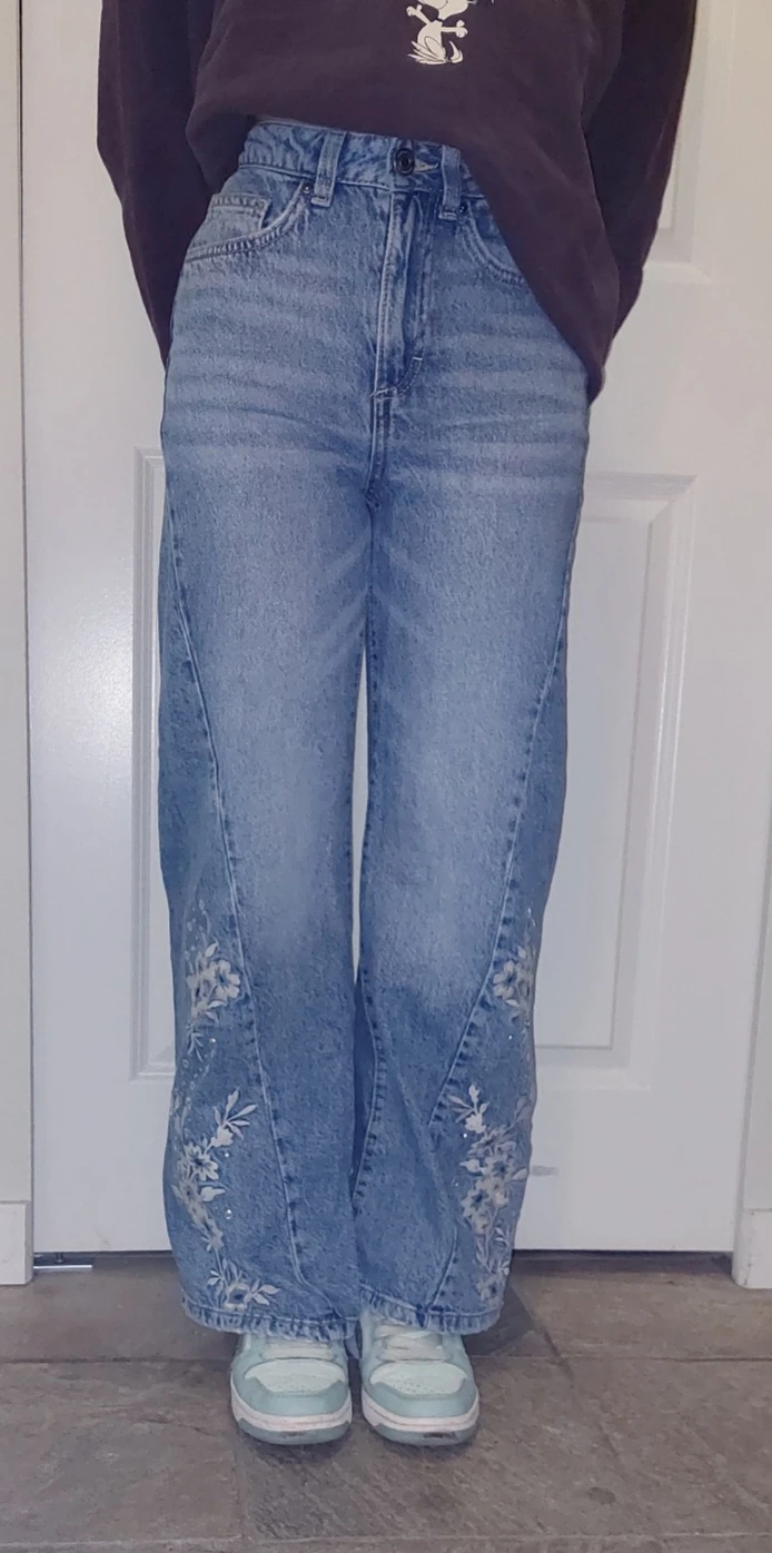 Cotton On High Rise Wide Leg Jeans with Floral Embroidery - photo 2