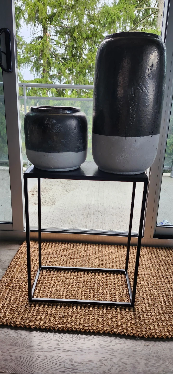 Set of 2 Black and White Decorative GlassVases