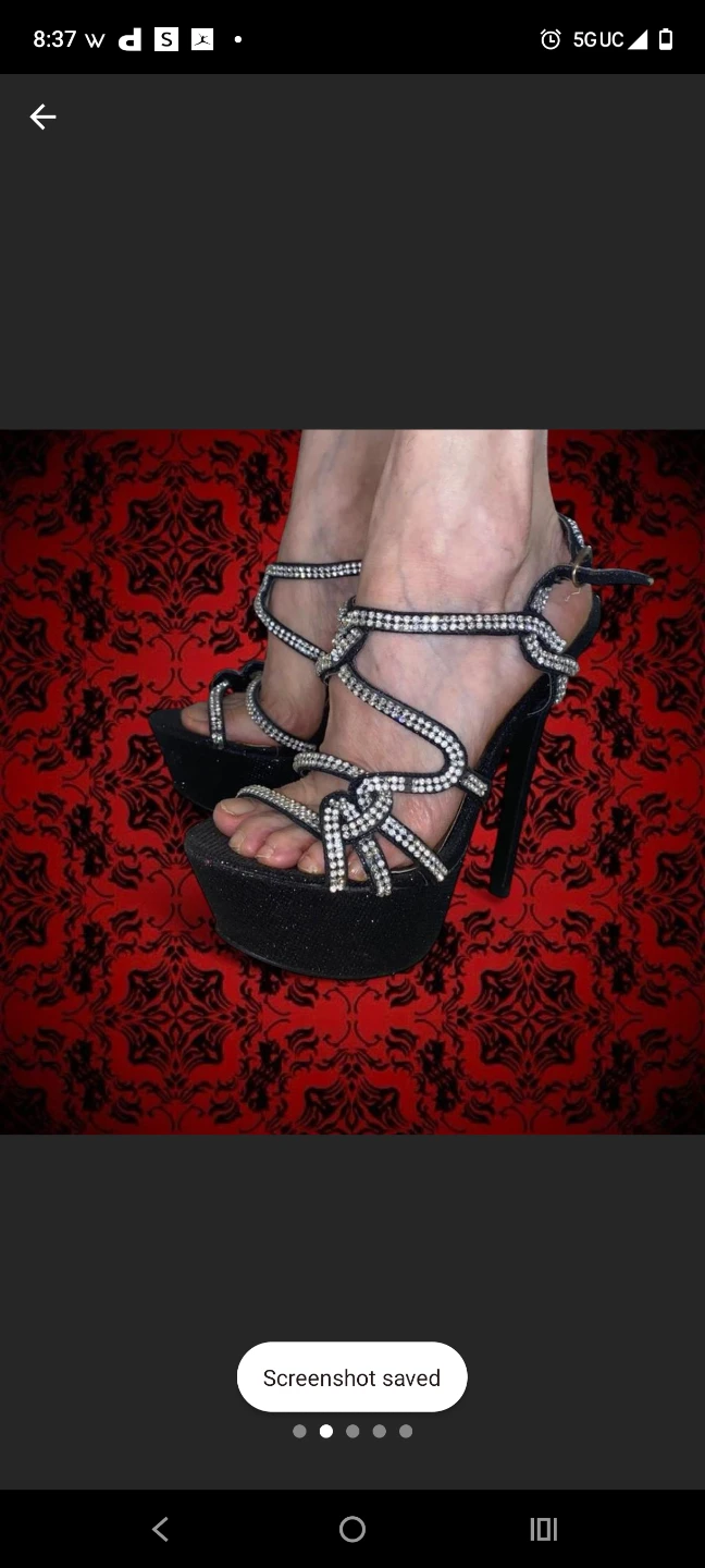 Black Platform Heels with Rhinestone Straps - photo 2