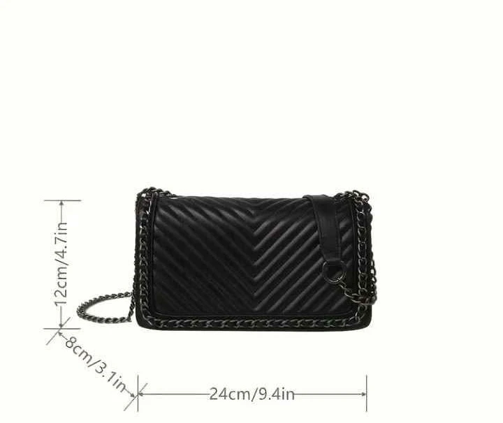 Black Chevron Quilted Chain Shoulder Bag - photo 3