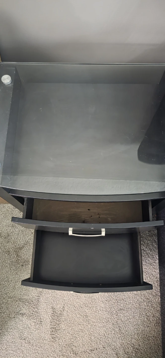 2 Black 2-Drawer Nightstand with Glass Top - photo 3