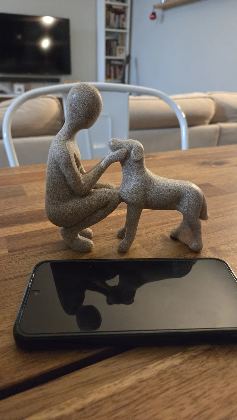 Friends 4ever – Human & Dog Sandstone Statue *new - photo 3