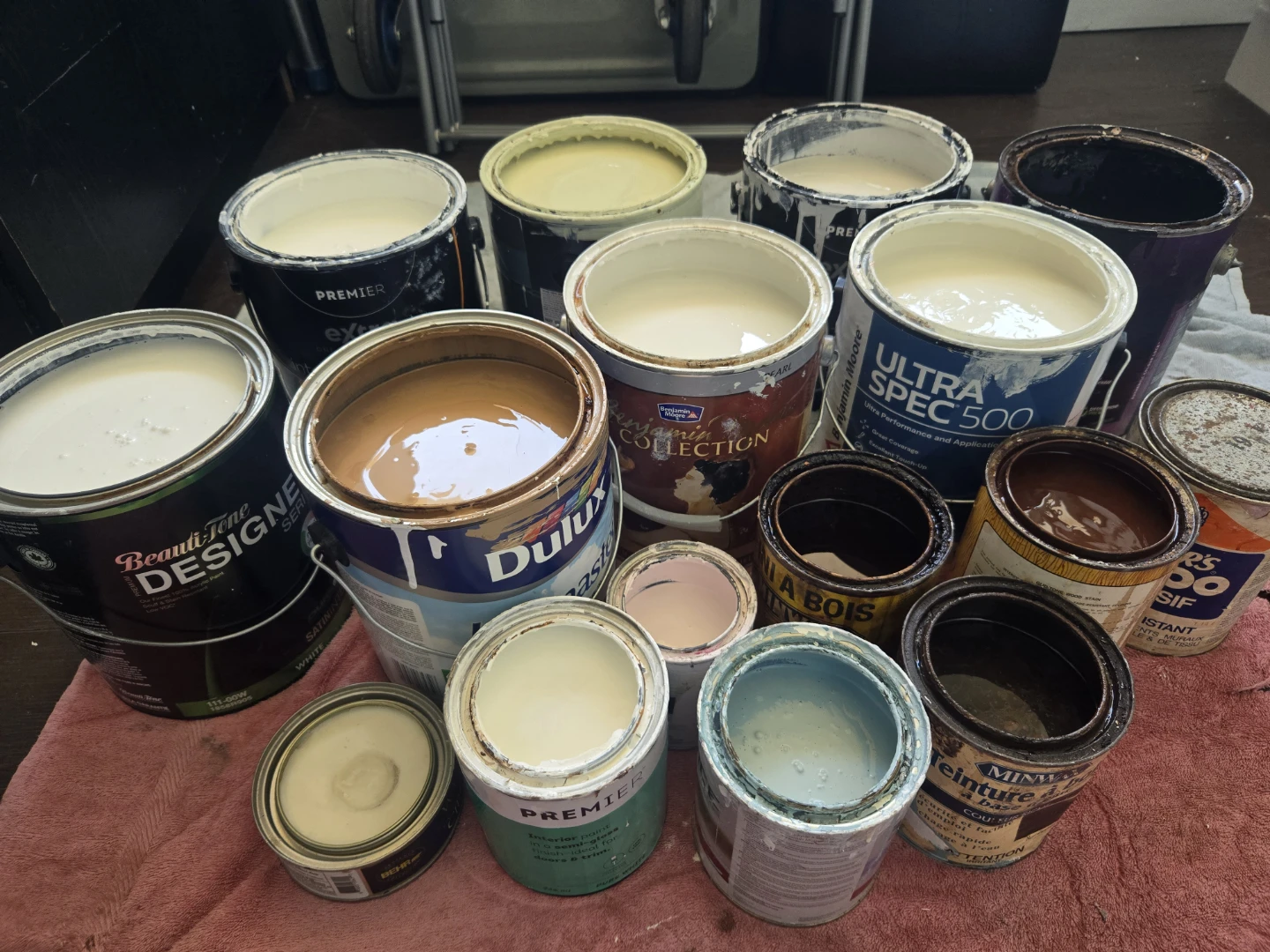 Assorted Wall Paints, Wood Finish and Vinyl Adhesive