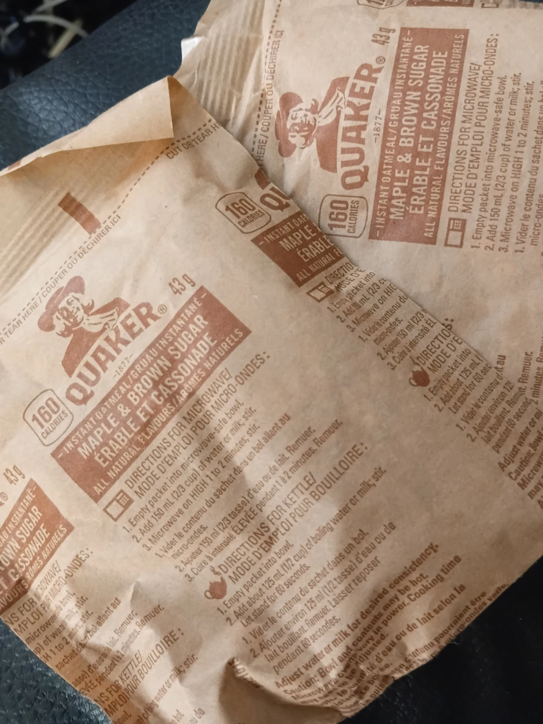 Quaker Maple & Brown Sugar Instant Oatmeal (2x 43g)