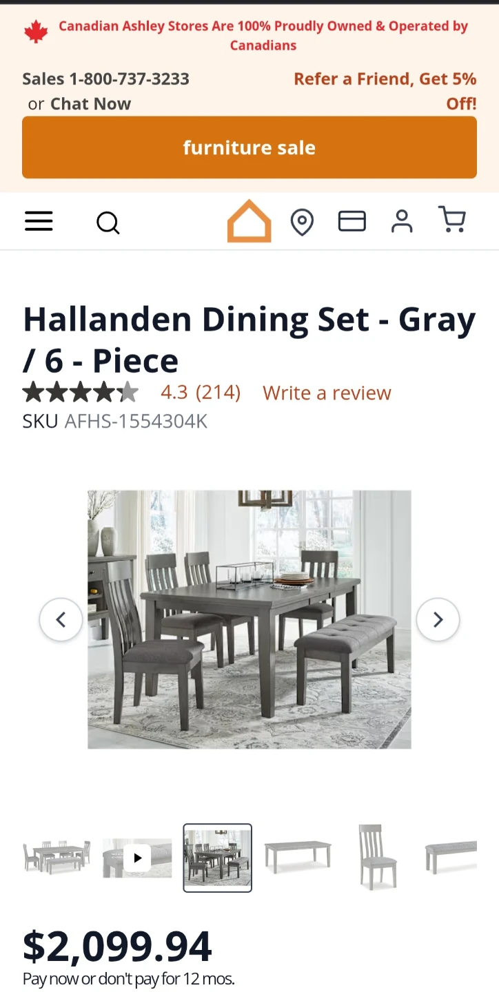 Hallanden Dining Set - Gray / 6-Piece - photo 4