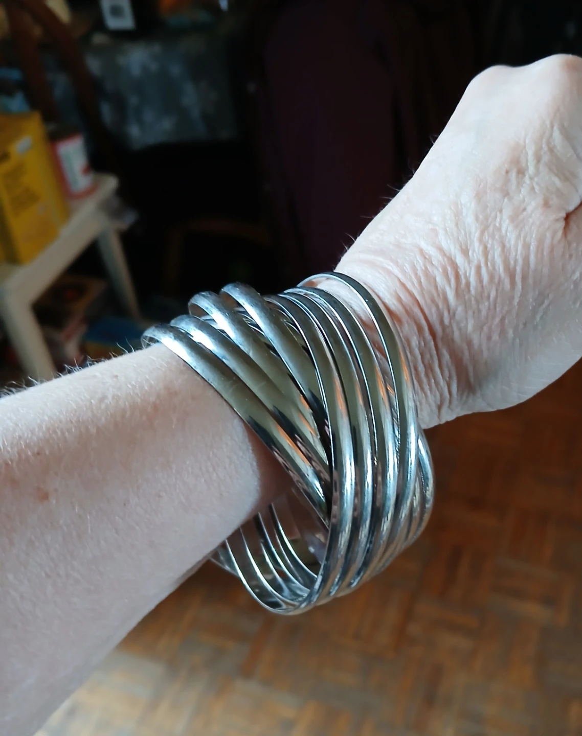 Silver-tone infinity Bangle Bracelet Set