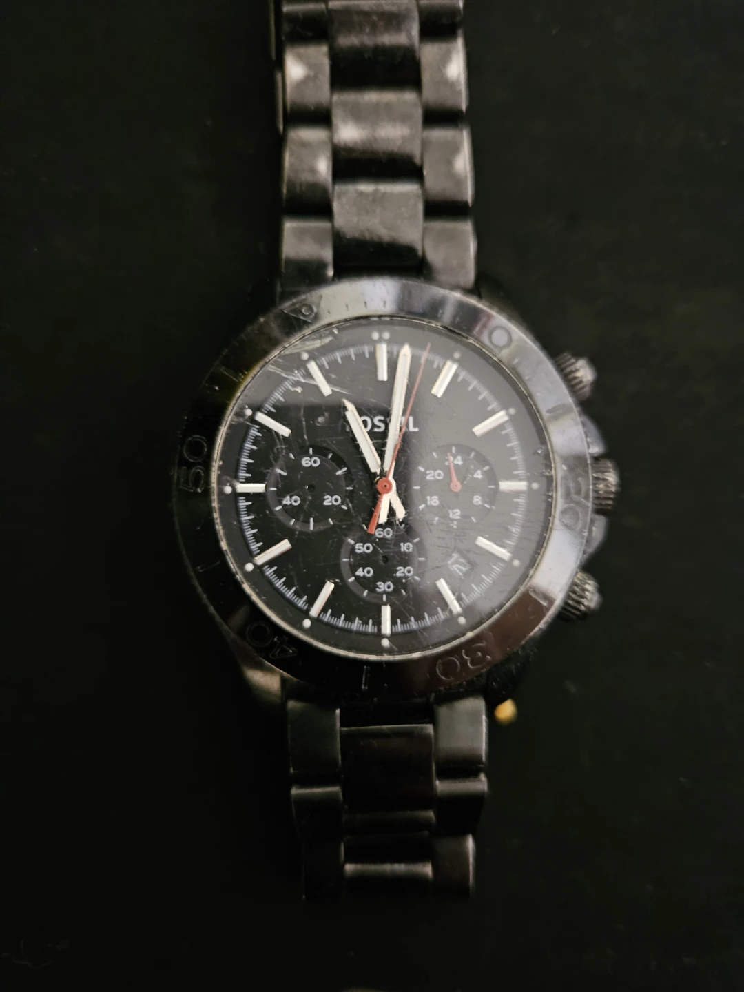 Fossil Men's Chronograph Watch - Black Stainless Steel