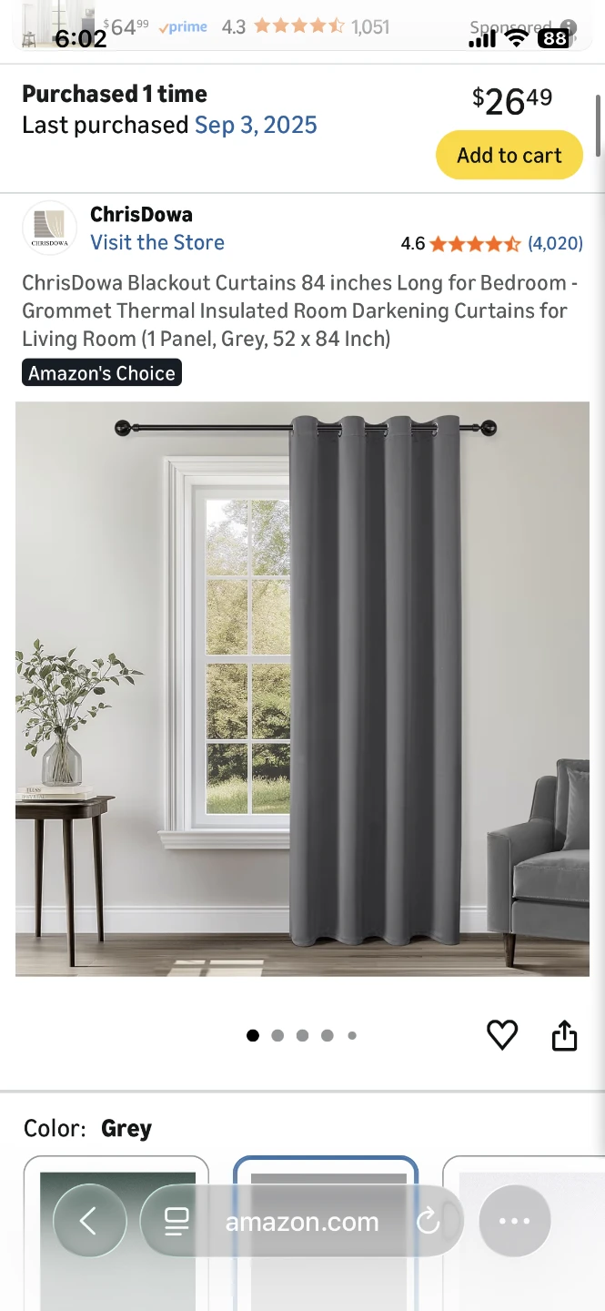 ChrisDowa 100% Blackout Curtains and Tension Rod