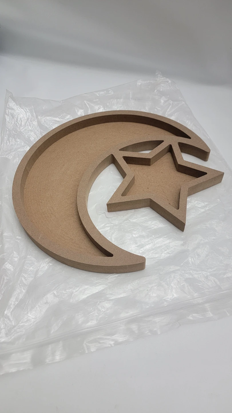 Eid Wooden Dessert Tray Ramadan Moon Star Serving Tray Decor - photo 5