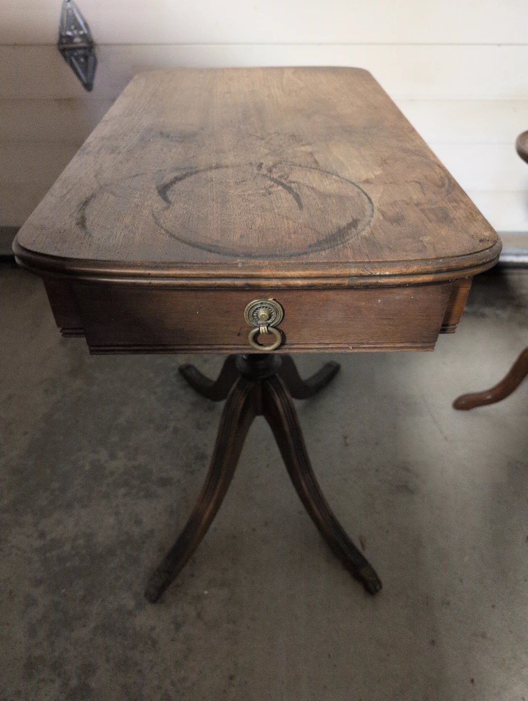 Vintage Wooden Side Table with Drawer - photo 2