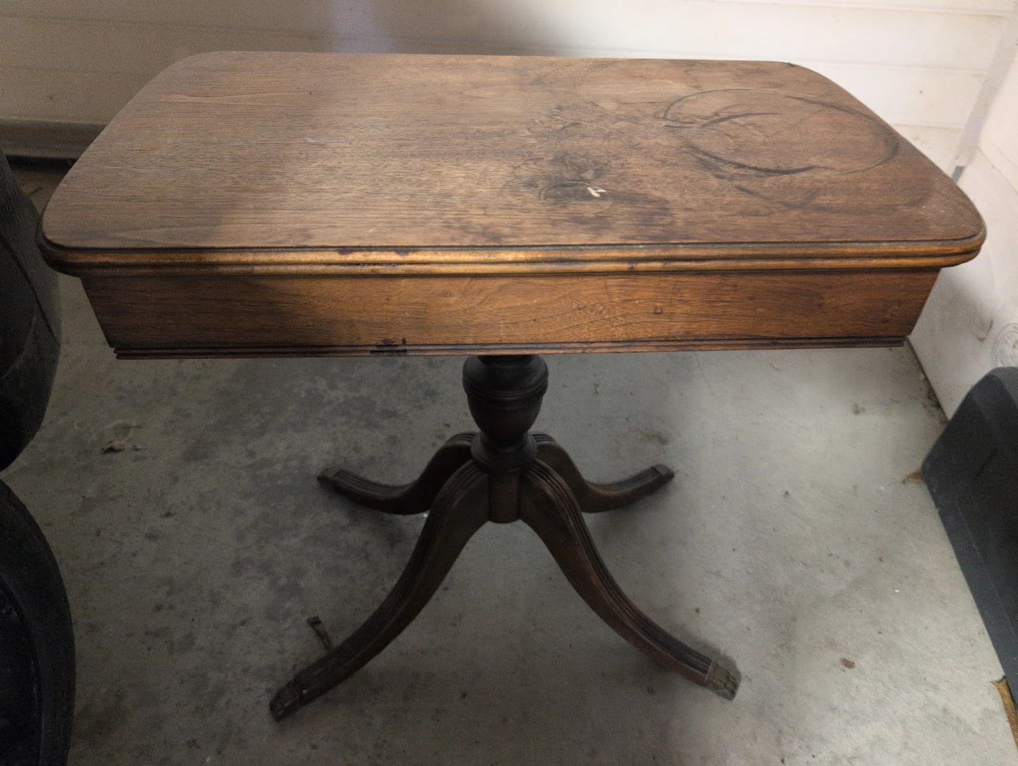 Vintage Wooden Side Table with Drawer - photo 3