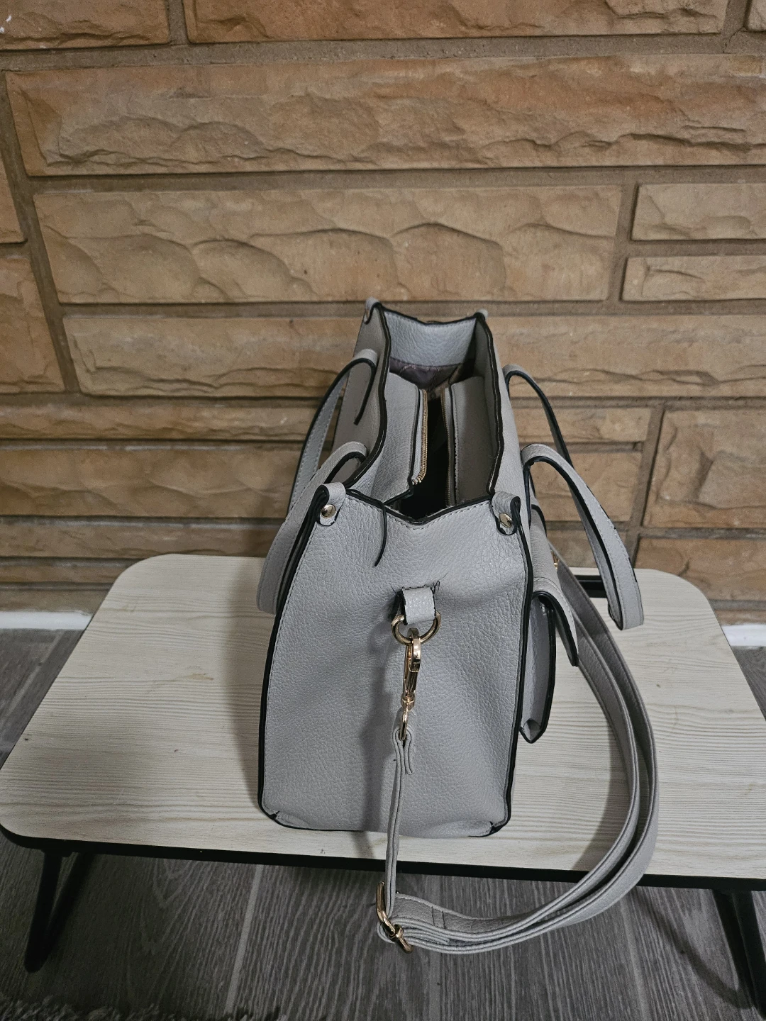 Gray Faux Leather Tote Bag - photo 2