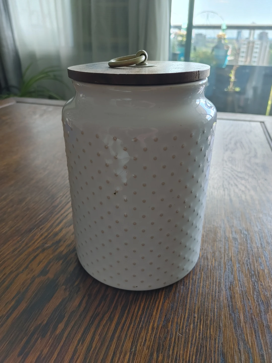 White Ceramic Canister Set with Bamboo Lids - photo 3