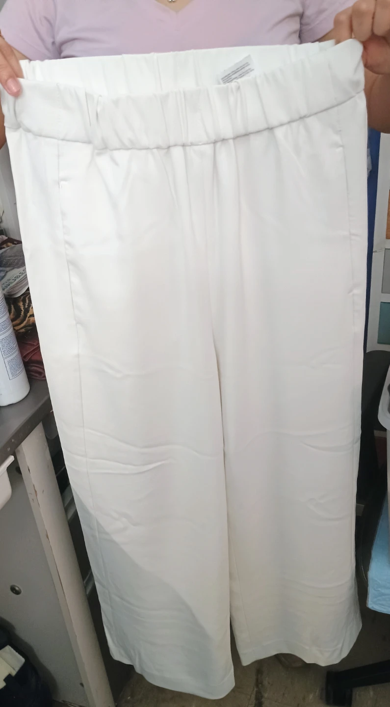 H&M White Wide Leg Cropped Pants Size 4 - photo 3